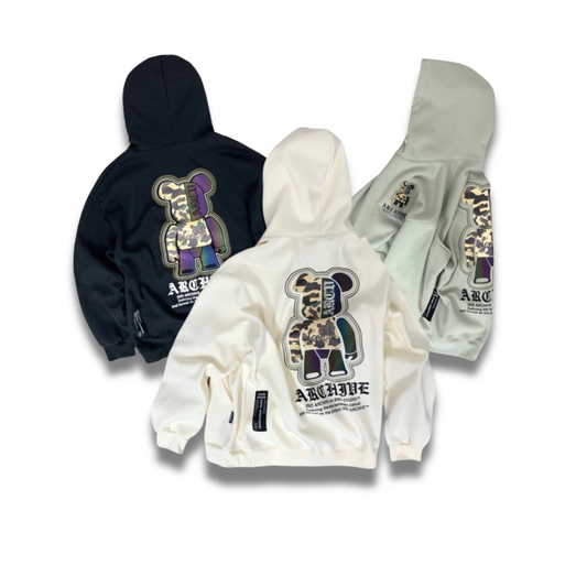 スタイリッシュなカモベアグラフィックの反射パーカー、韓国製ベストセラー