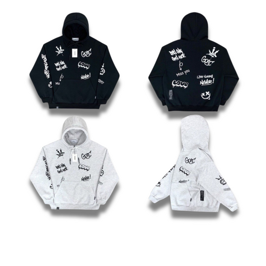 高品質な韓国製グラフィティプリントパーカー