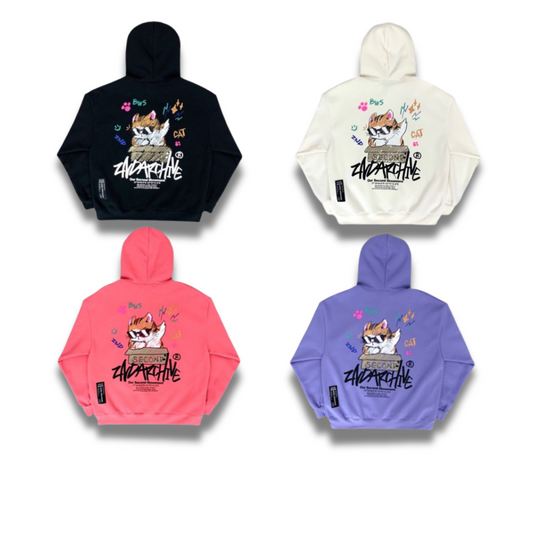 2nd Archiveのカラフルな猫グラフィックパーカースウェット