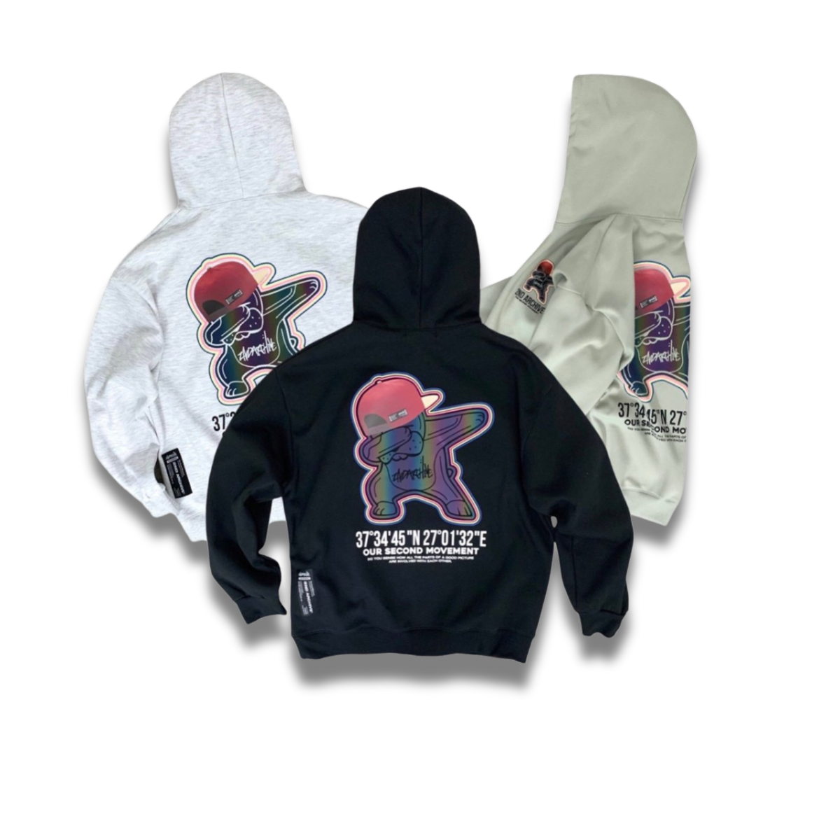 Reflective bear graphic hoodie 2nd Archive best-seller