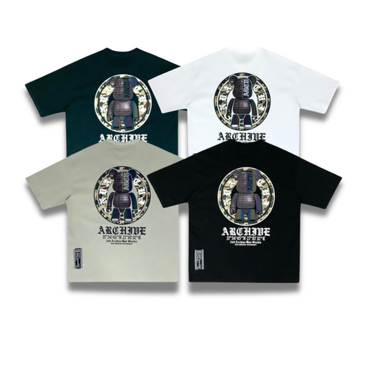 韓国ブランド2nd ArchiveのアーマーグラフィックTシャツ、4色展開