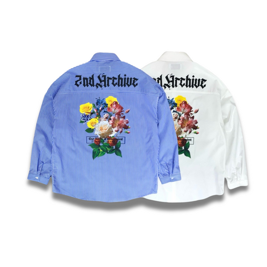 韓国系メンズ・レディースどちらにも人気のユニセックスフラワーシャツ