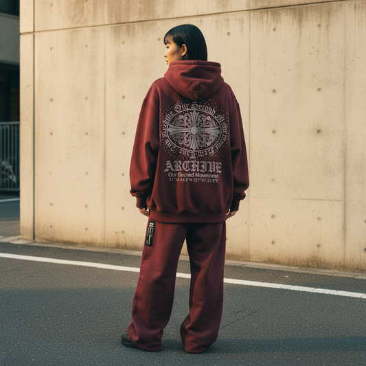 2nd Archive Baroque Cross Studded Hoodie - Female Back Lifestyle