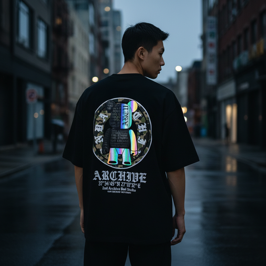 Military teddy bear t-shirt back graphic print - Korean street fashion oversized design | ミリタリーテディベアTシャツ バックグラフィックプリント 韓国ストリートファッション オーバーサイズデザイン