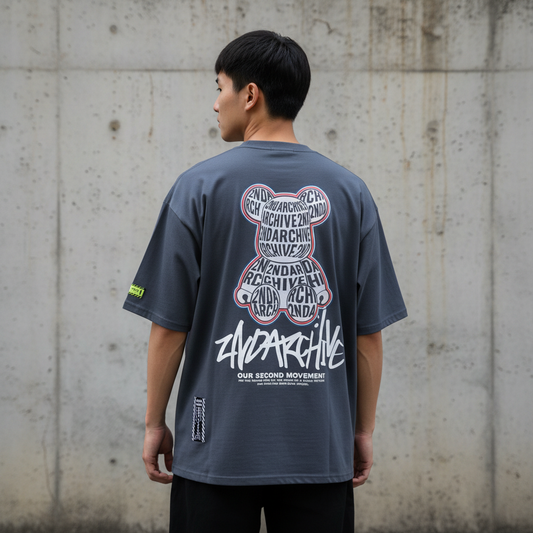 3M reflective bear t-shirt back graphic print - Korean street fashion oversized design | 3MリフレクティブベアTシャツ バックグラフィックプリント 韓国ストリートファッション オーバーサイズデザイン
