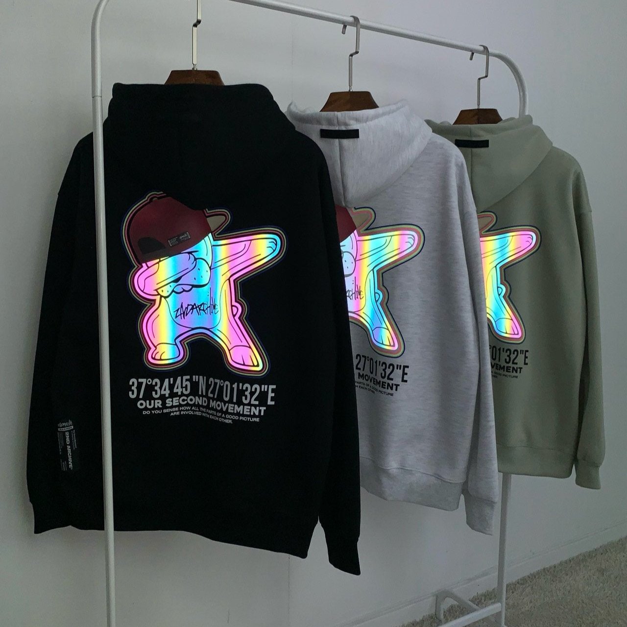 All three hoodie sweater variations.