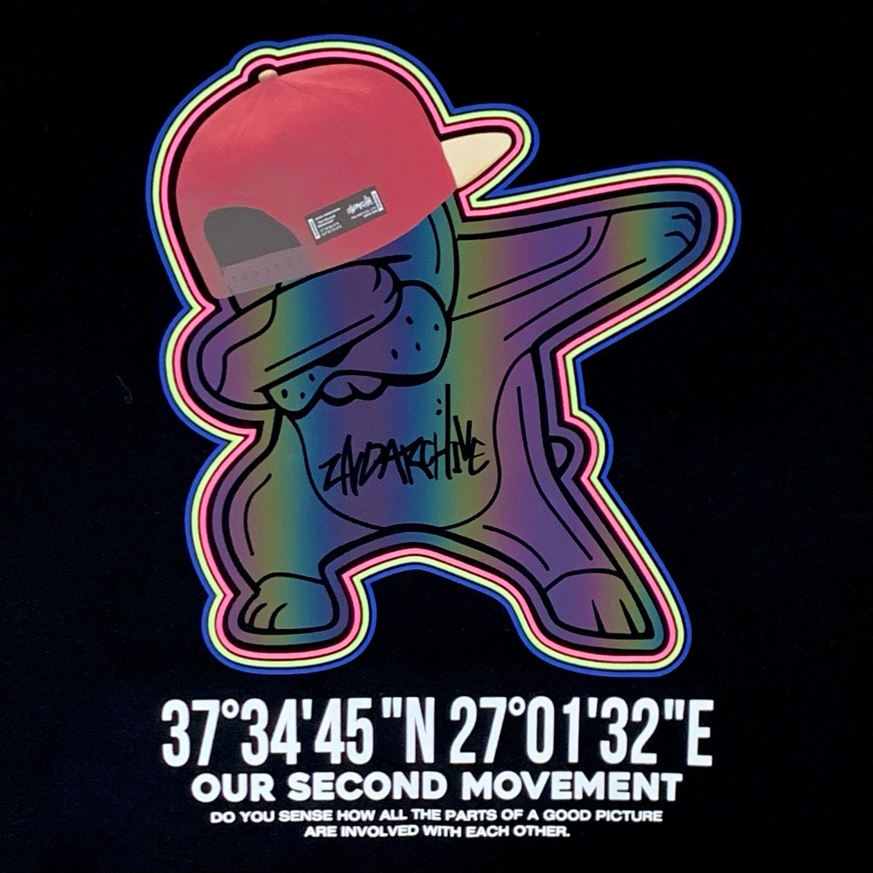 Graphic of dabbing bear.