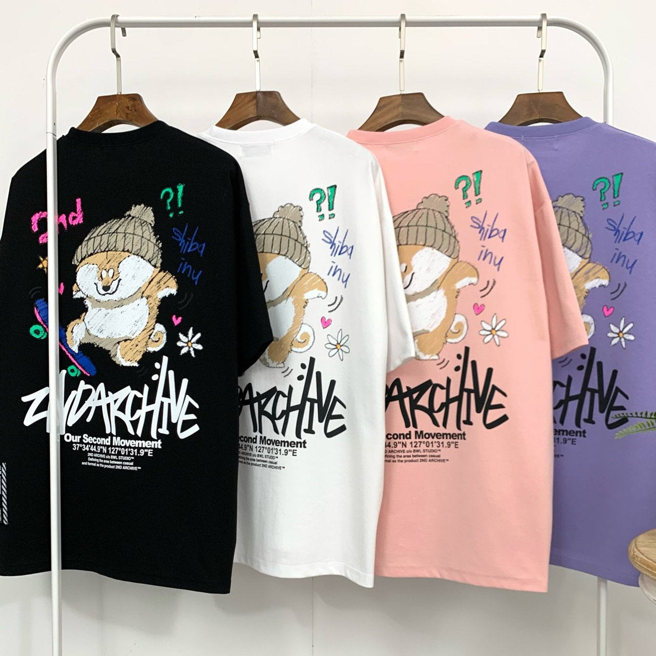 犬好き Tシャツ | 柴犬 スケボー | 韓国 ストリート ブランド | 半袖 Tシャツ