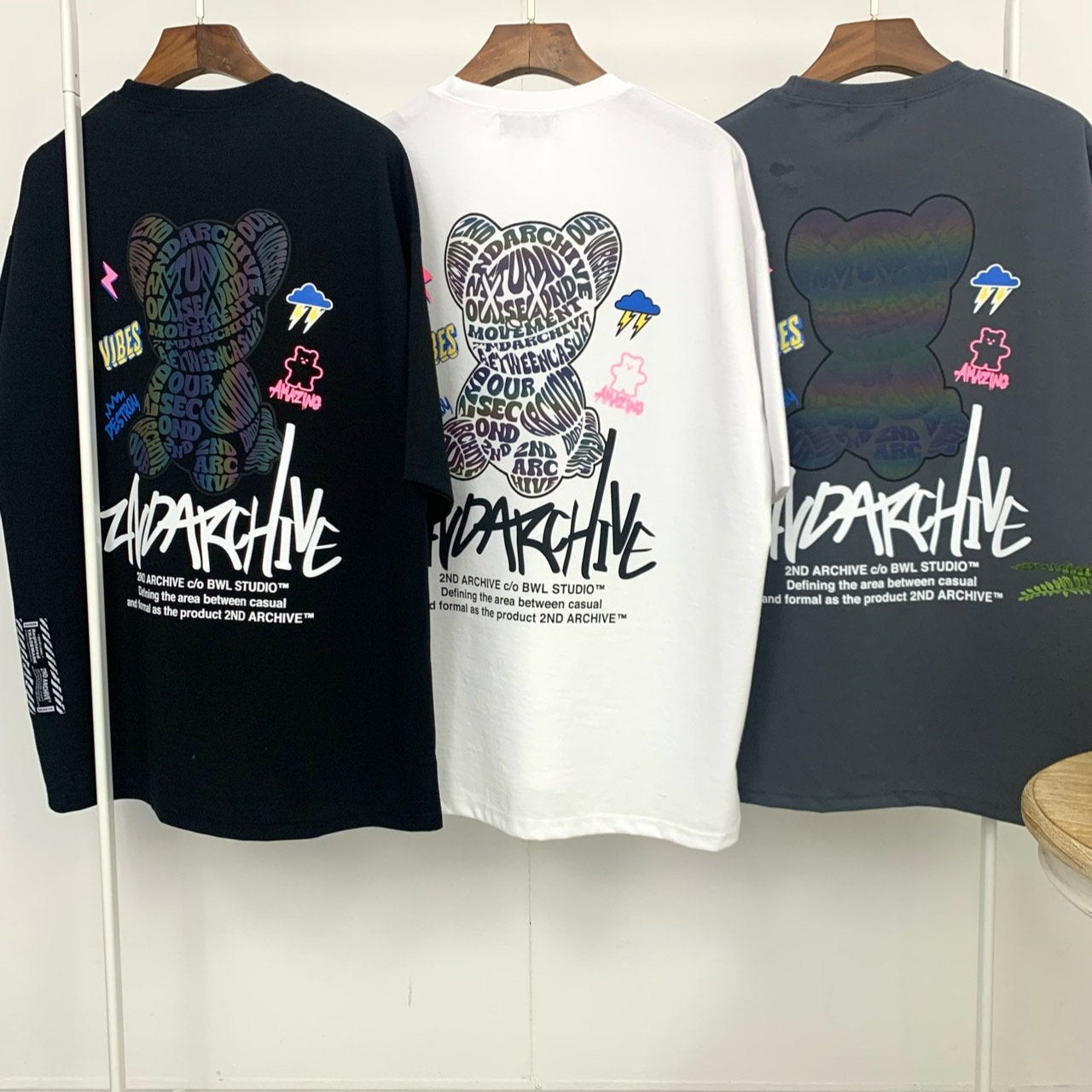 カジュアル ファッション Tシャツ | 韓国 人気 ブランド | リフレクティブ ベア Tシャツ
