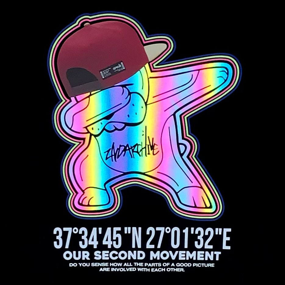 Reflective graphic of the dabbing bear.