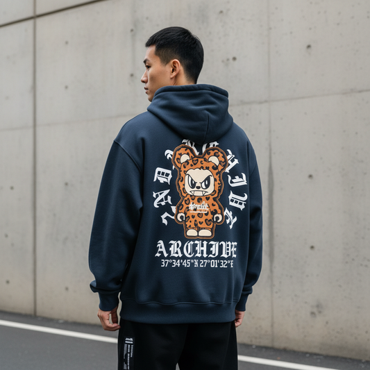 Leopard Bear Zip-up Hoodie - Back