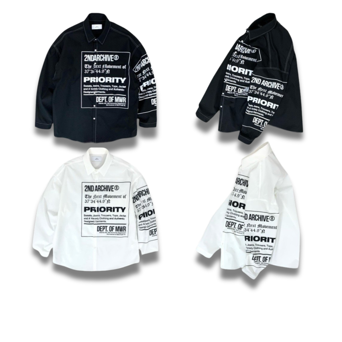 ホワイトシャツのプリント位置と袖周りが見えるスタイル写真