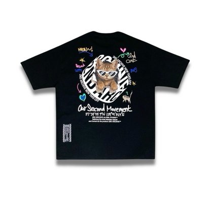 [2nd Archive]サークルロゴのクールな猫のTシャツ(SAB117)