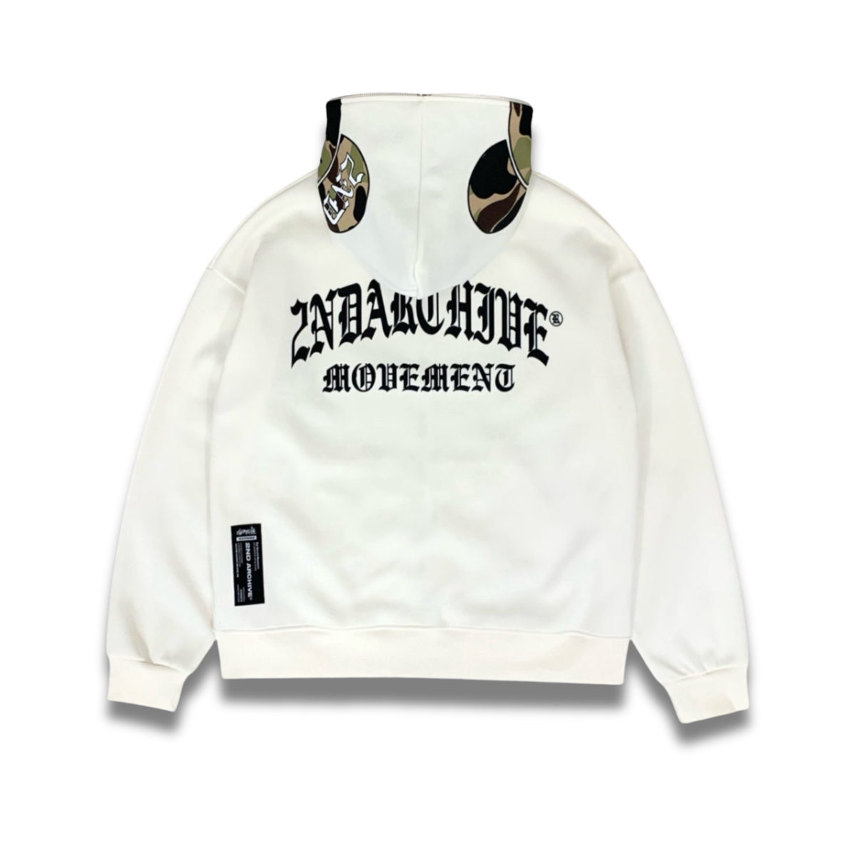 クリームパーカーの袖とリブ部分を写した素材アップ写真