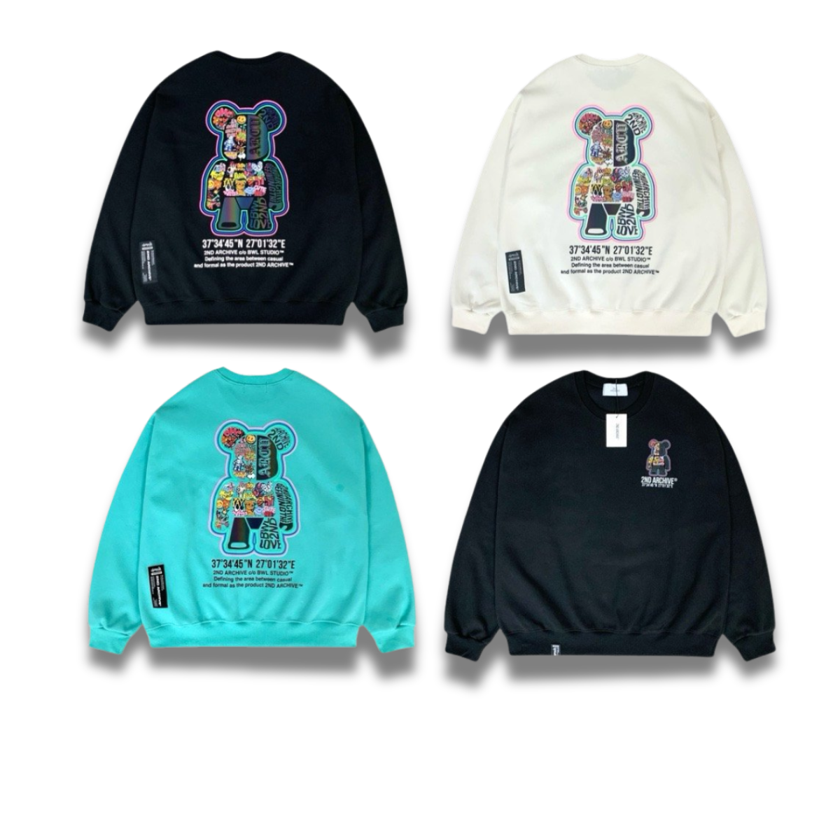 胸元の猫プリントの表情や線の細部が見えるズームカット