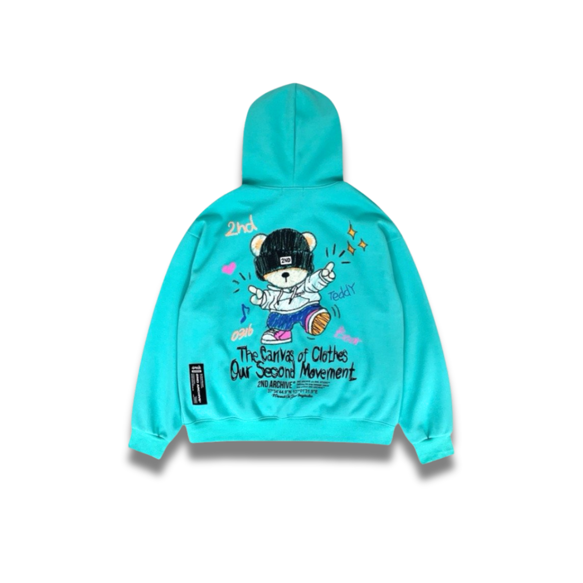 モデルが自然に着こなしたライトグレーのパーカーの横向き写真