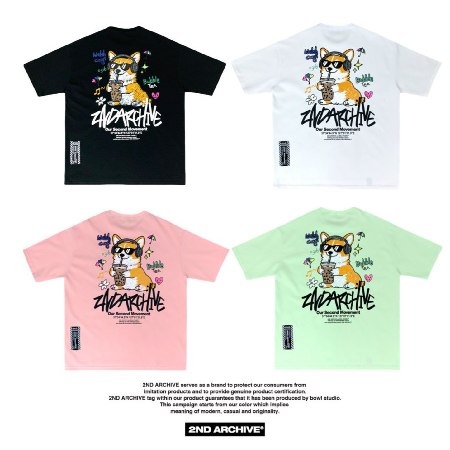 [2nd Archive]タピオカコーギーTシャツ(SAB249)