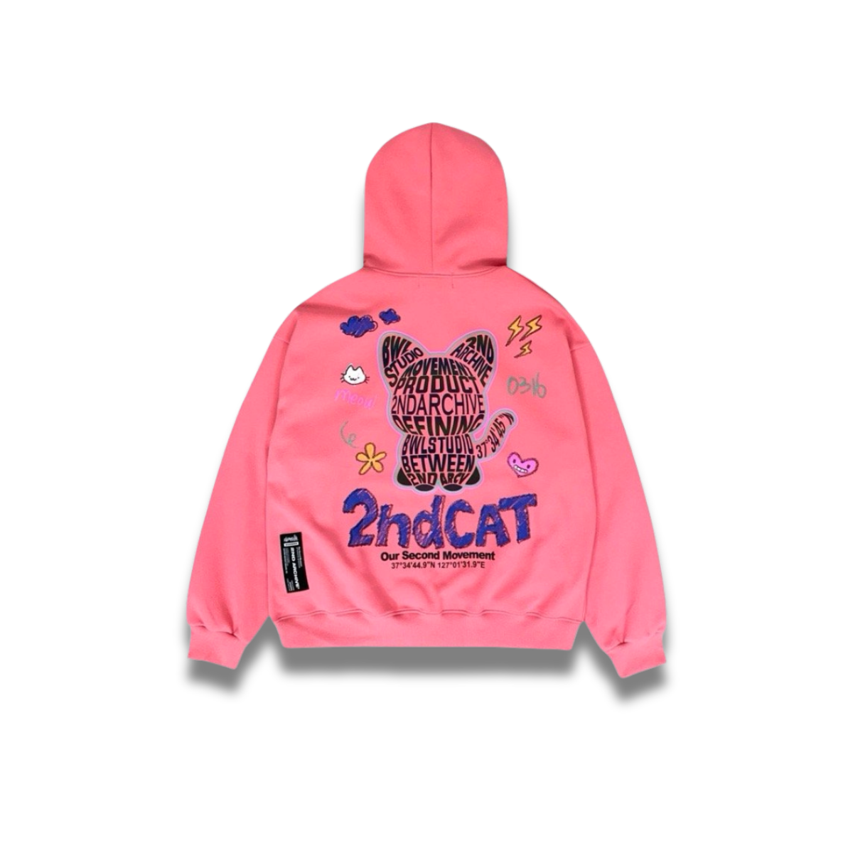 反射素材で描かれたキャットグラフィックの線と表情が分かる拡大写真