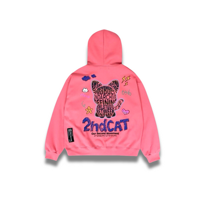 反射素材で描かれたキャットグラフィックの線と表情が分かる拡大写真