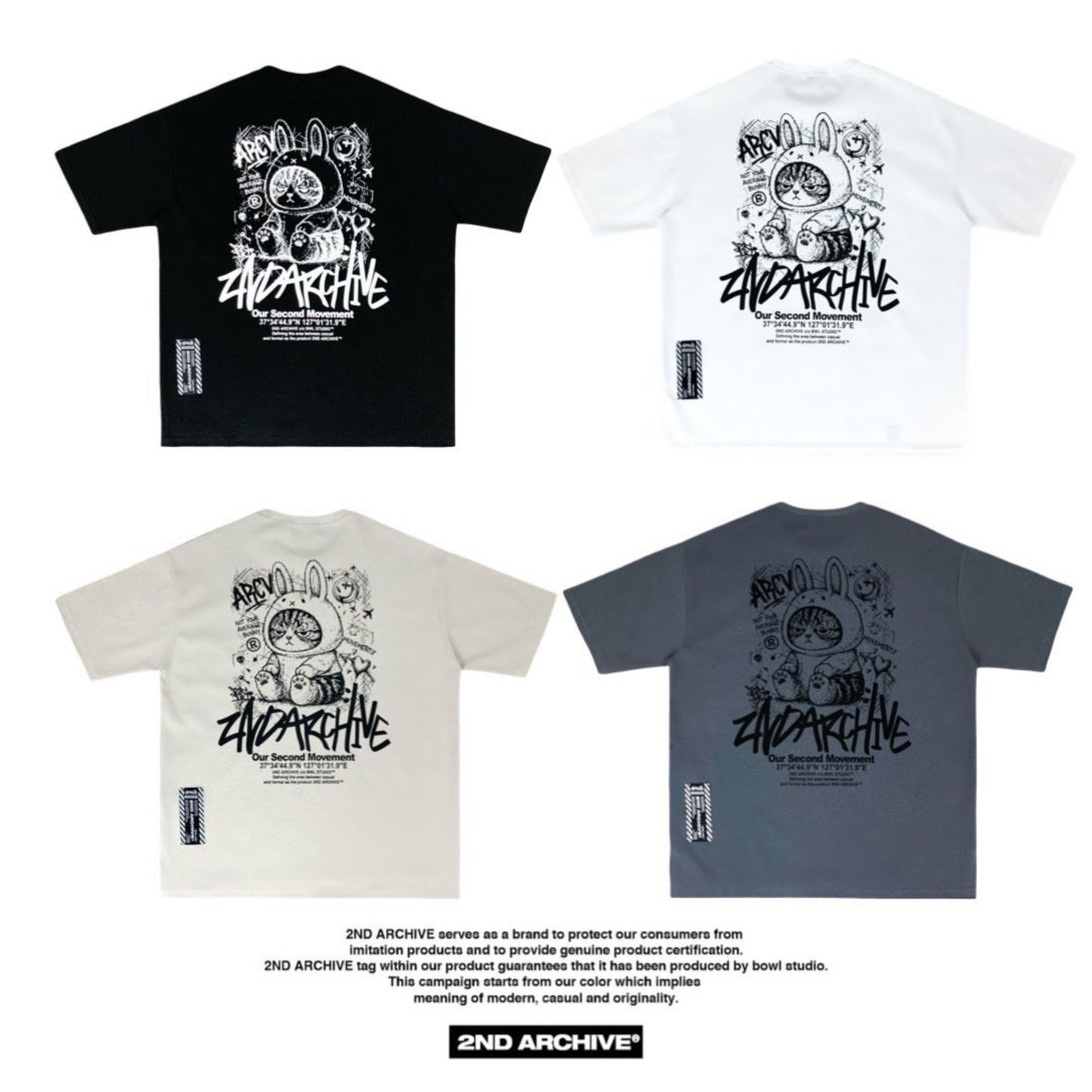 [2nd Archive] 不機嫌そうな猫のスケッチTシャツ(SAB245)