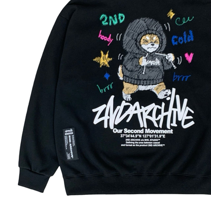 ブラックパーカーの袖とリブ部分のディテールカット