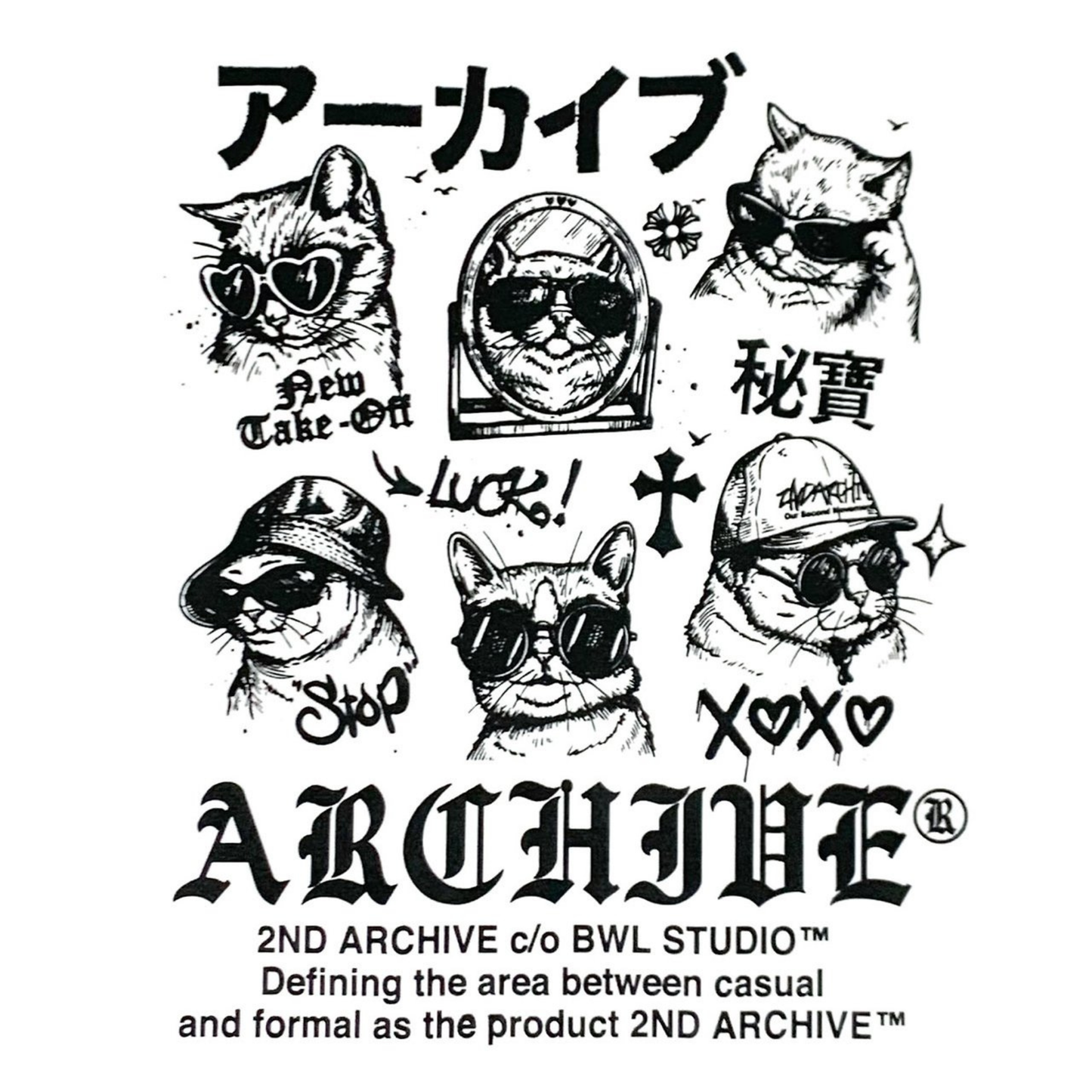 [2nd Archive] スケッチキャットTシャツ(SAB244)
