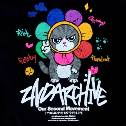 [2nd Archive]花柄猫柄ジップアップパーカー※セット販売あり(SAB280)