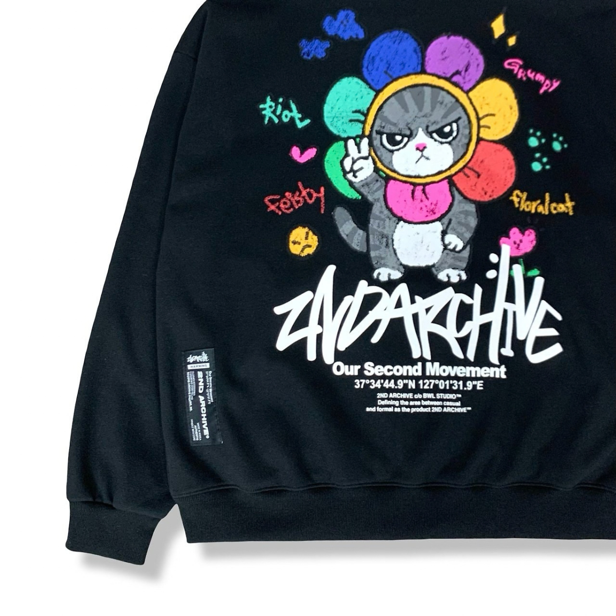 [2nd Archive]花柄猫柄ジップアップパーカー※セット販売あり(SAB280)