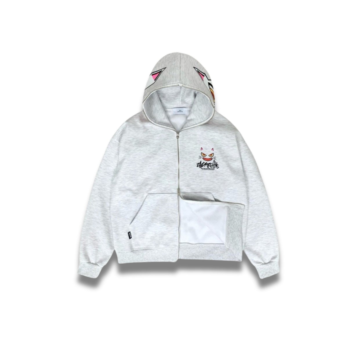 猫の表情や線の細部が鮮明に見えるグラフィックの拡大画像