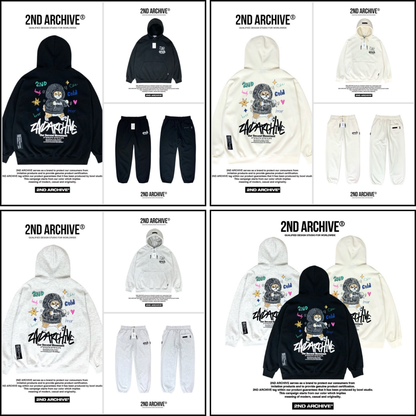 ストリート系のスタイリングで着こなしたコーギーパーカーの全身ショット