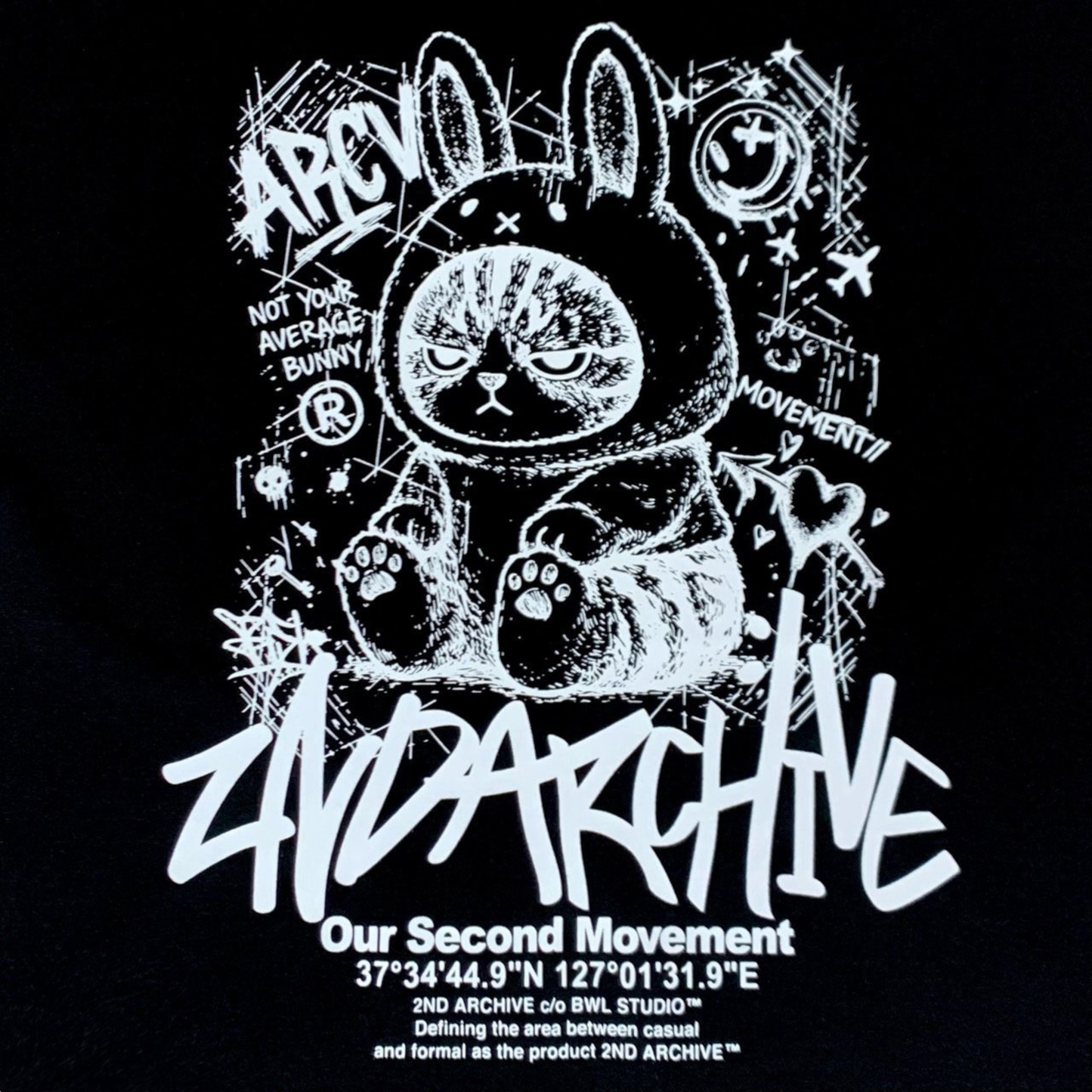 [2nd Archive]不機嫌そうな猫のスケッチTシャツ(SAB245)