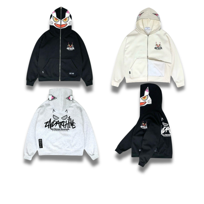 ブラックパーカーを横から撮影したモデルのスタイリング写真