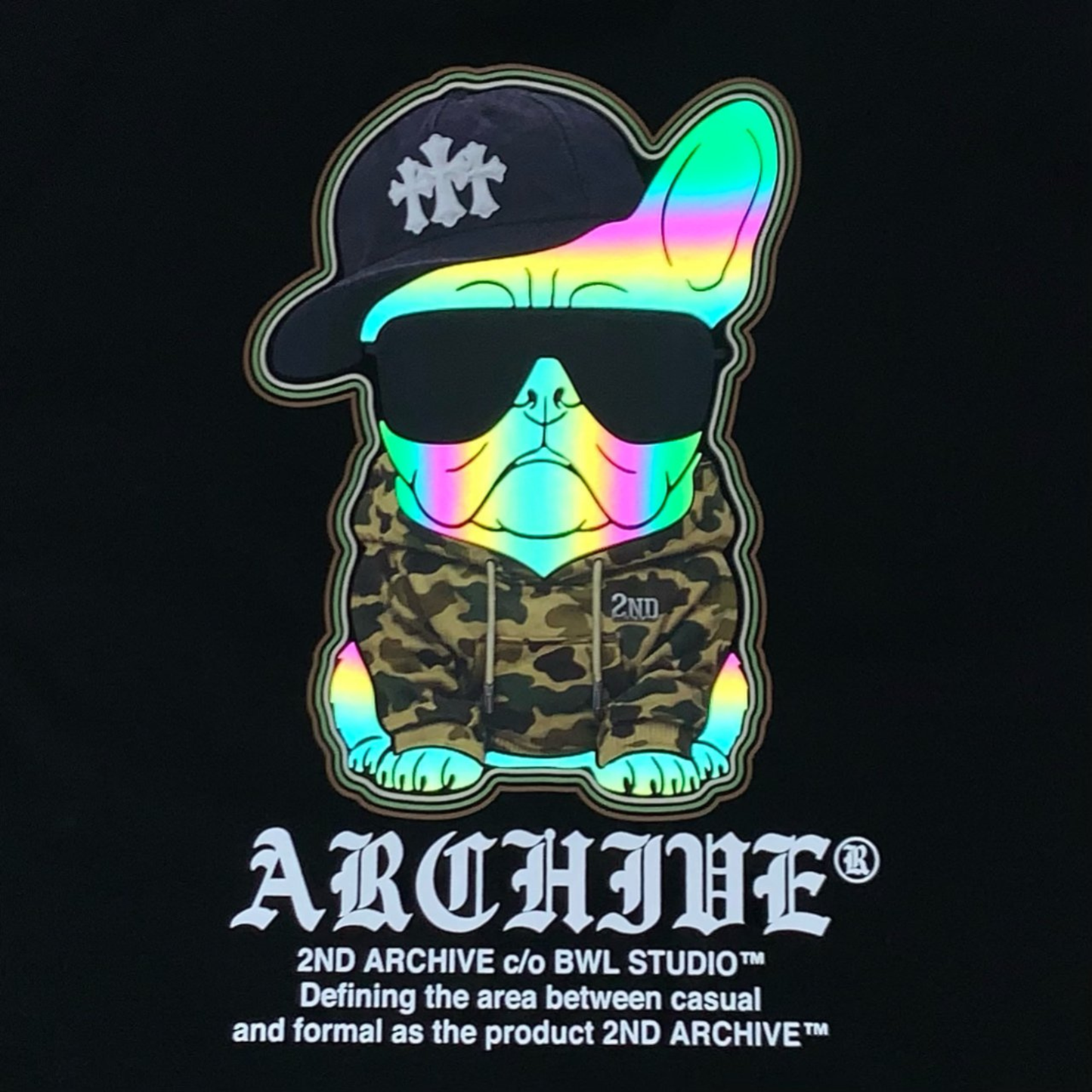 [2nd Archive]カモフラージュ柄フード付きブルドッグTシャツ(SAB224)