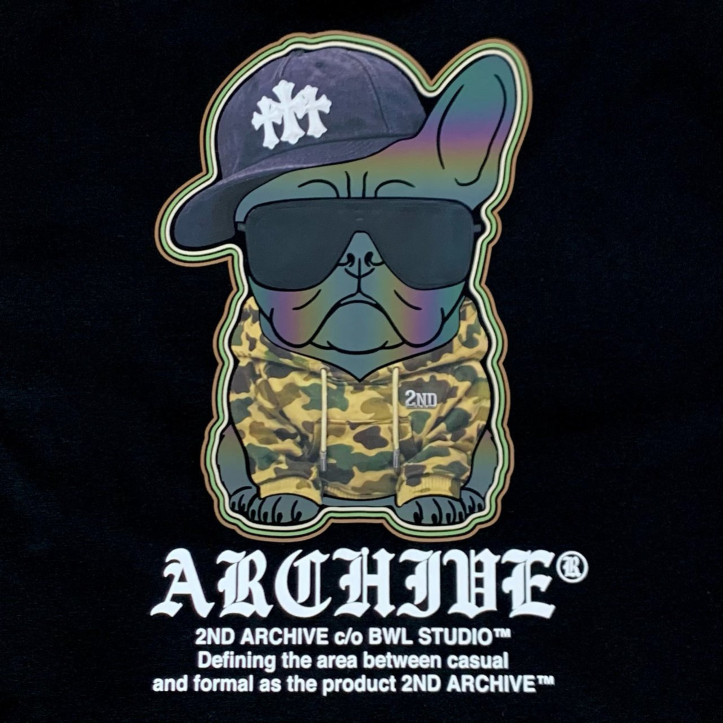 [2nd Archive]カモフラージュ柄フード付きブルドッグTシャツ(SAB224)