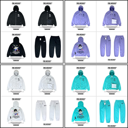 オーバーサイズでゆったり着られるジップパーカーの後ろ姿写真