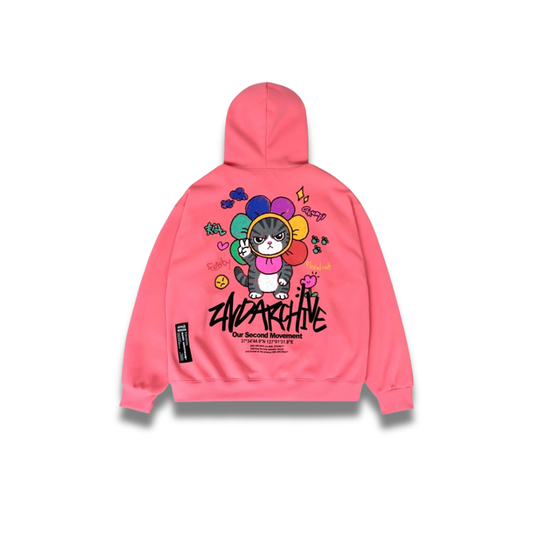 [2. Archiv] Kapuzenjacke mit Blumen- und Katzenmuster mit Reißverschluss ※Set-Verkauf möglich (SAB280)