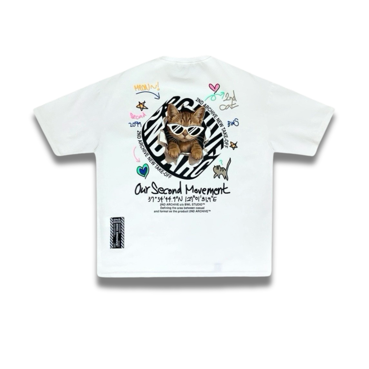 [2nd Archive]サークルロゴのクールな猫のTシャツ(SAB117)