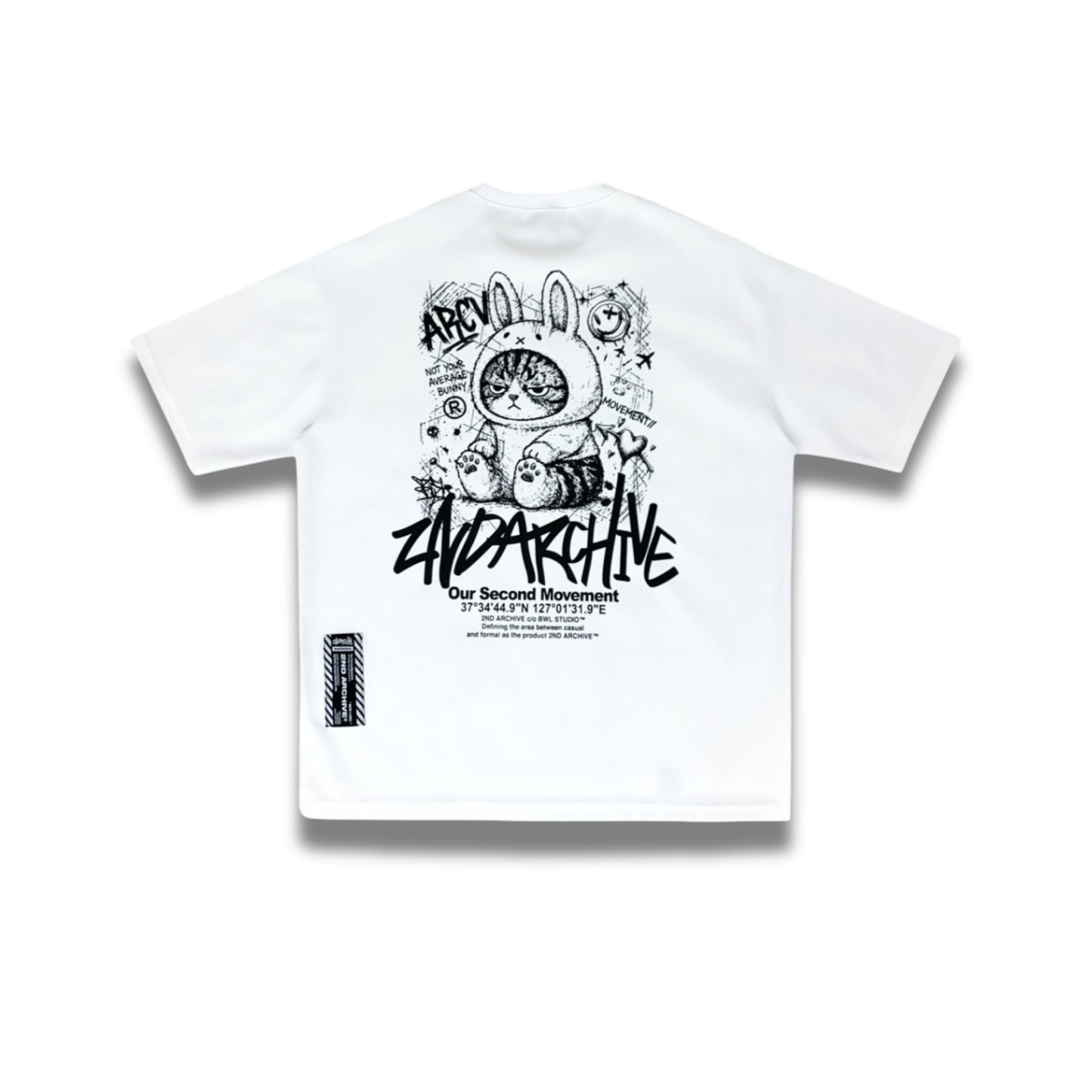 [2nd Archive] 不機嫌そうな猫のスケッチTシャツ(SAB245)