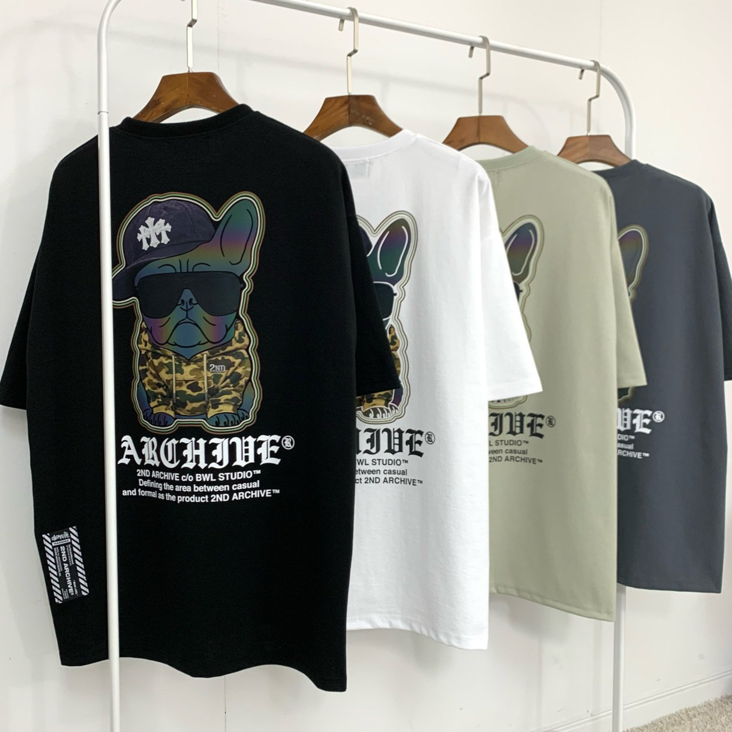 [2nd Archive]カモフラージュ柄フード付きブルドッグTシャツ(SAB224)