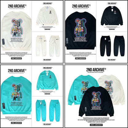 セット販売のジョガーパンツと合わせたコーディネート写真