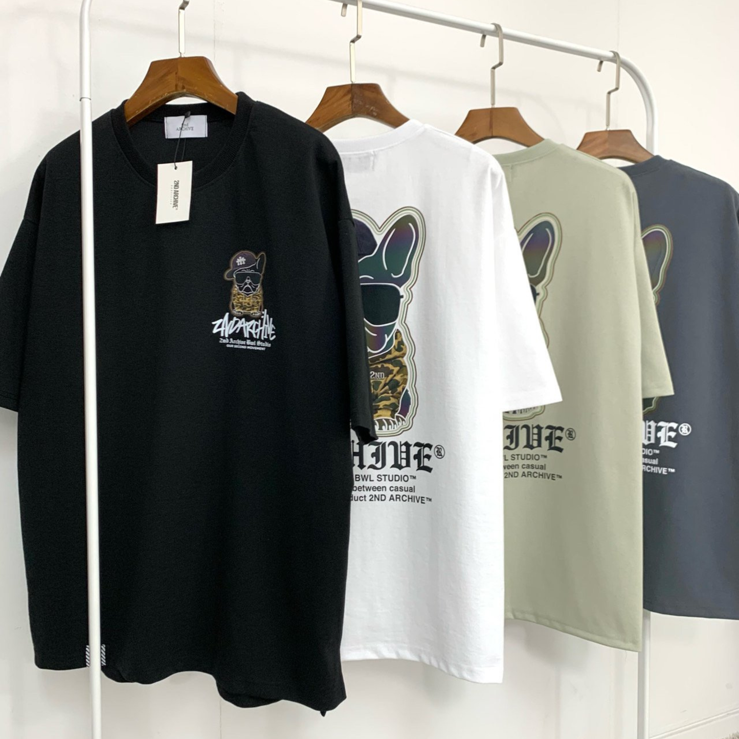 [2nd Archive]カモフラージュ柄フード付きブルドッグTシャツ(SAB224)