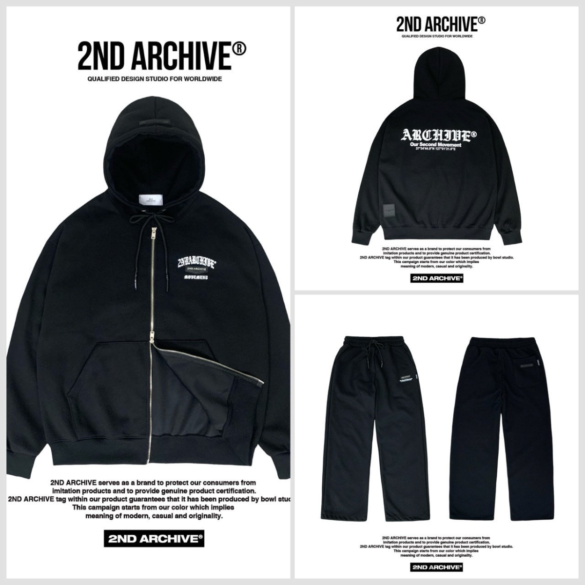 [2nd Archive]レザーパッチロゴ入りジップアップパーカー※セット販売あり(SAB274)