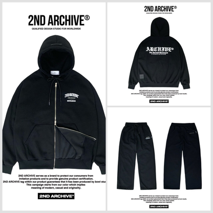 [2nd Archive]レザーパッチロゴ入りジップアップパーカー※セット販売あり(SAB274)