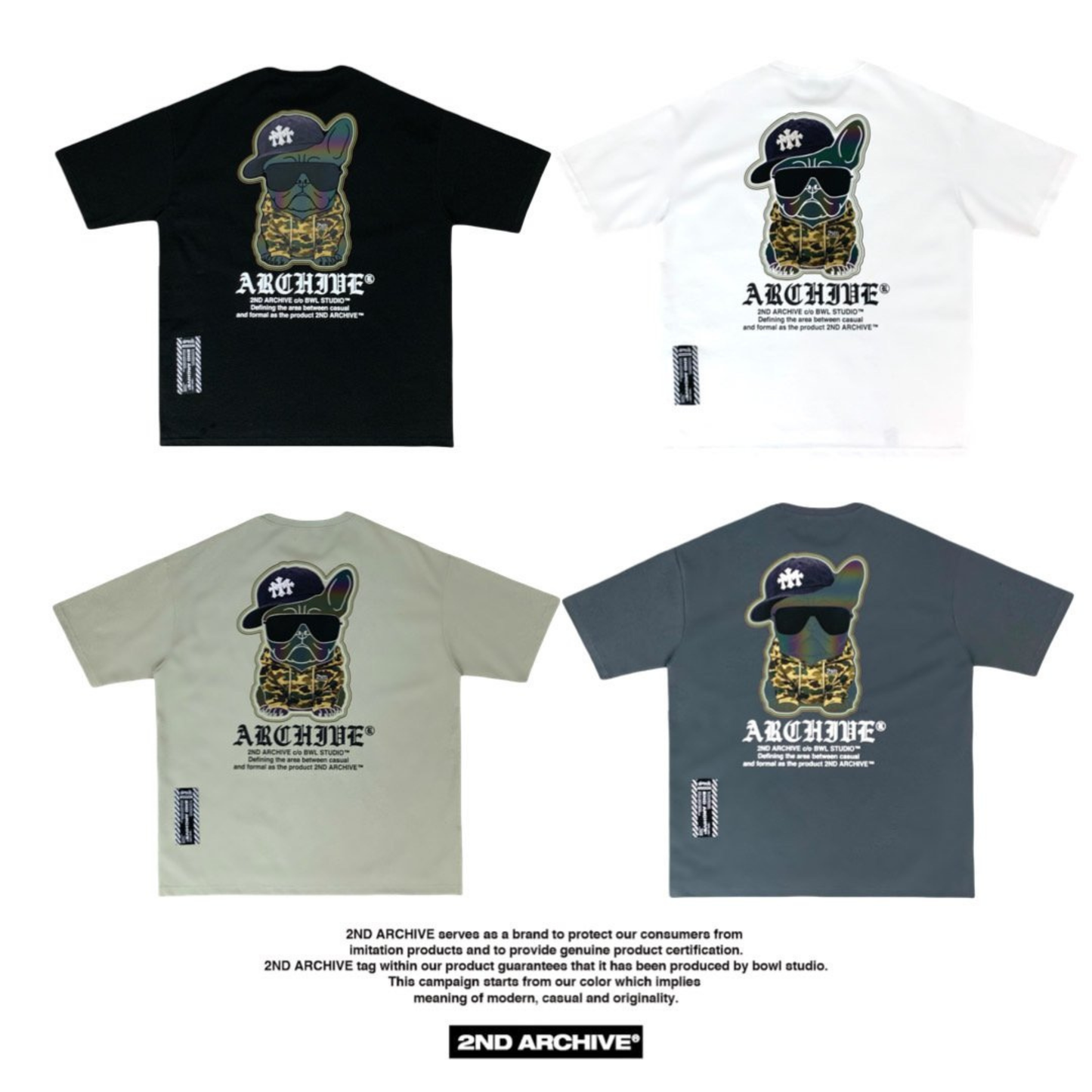 [2nd Archive]カモフラージュ柄フード付きブルドッグTシャツ(SAB224)