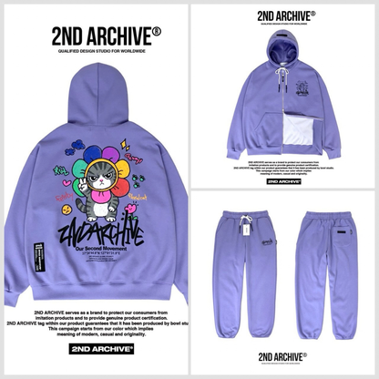 [2nd Archive]花柄猫柄ジップアップパーカー※セット販売あり(SAB280)