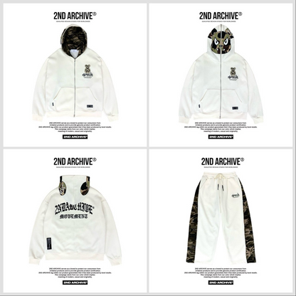 カジュアルな街中スタイルに合わせたカカモベアジップパーカーの全身コーデ