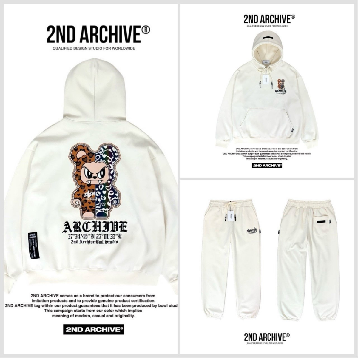 クリームパーカーの袖とリブ部分のディテール写真