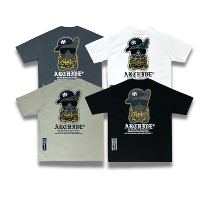 [2nd Archive]カモフラージュ柄フード付きブルドッグTシャツ(SAB224)