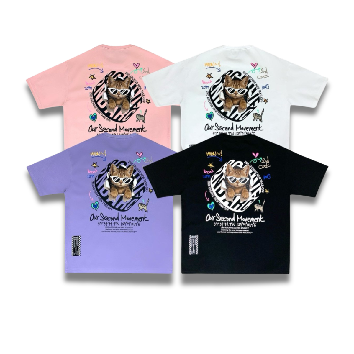 [2nd Archive]サークルロゴのクールな猫のTシャツ(SAB117)