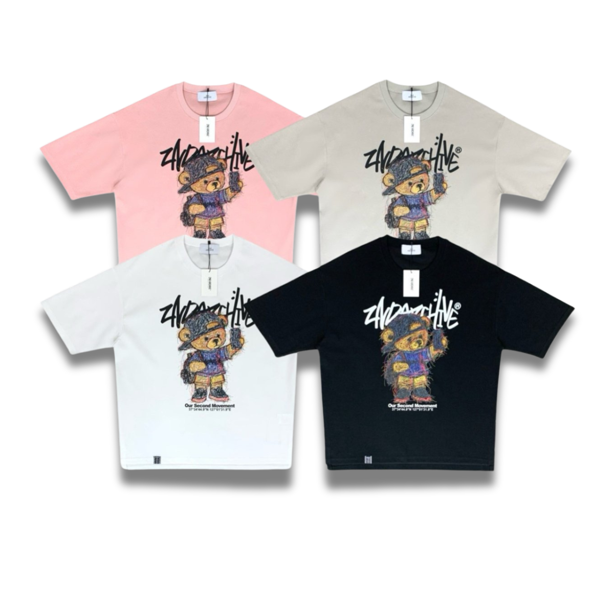 人気の韓国ブランド2nd ArchiveのテディベアグラフィックTシャツ